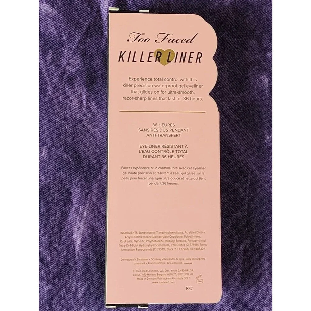 Too Faced Killer Liner 36HR Waterproof Total Control Gel Eye Pencil Color Black